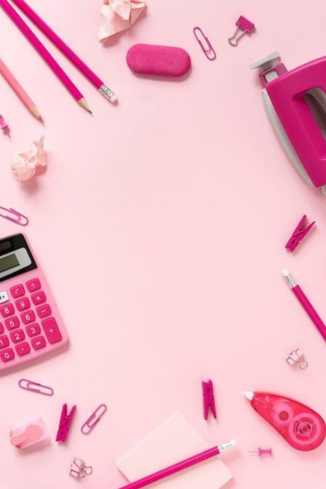 Pink Professional Pink Stationery Flat Lay Background For Education ...