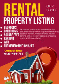 Red Property Rental Posters Template | PosterMyWall