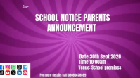 Pink School Notice Announcement Digitale display Template