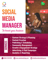 Pink Professional Social Media Manager Poster Design Instagram Portrait template