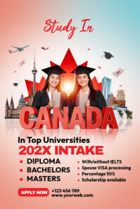 Pink Professional Study In Canada Ad Pinterest Graphic template