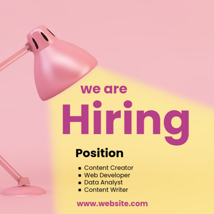 Pinterest Hiring Posts Pink Professional We Are Hiring Instagram Post Templat | PosterMyWall