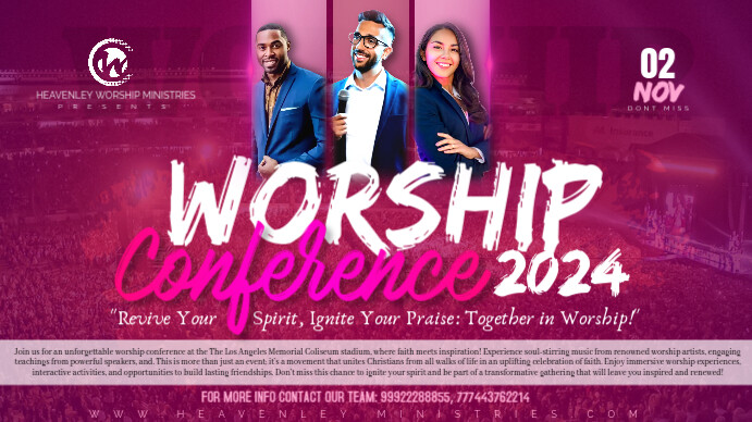 Pink Professional Worship Conference Youtube Thumbnail Template ...