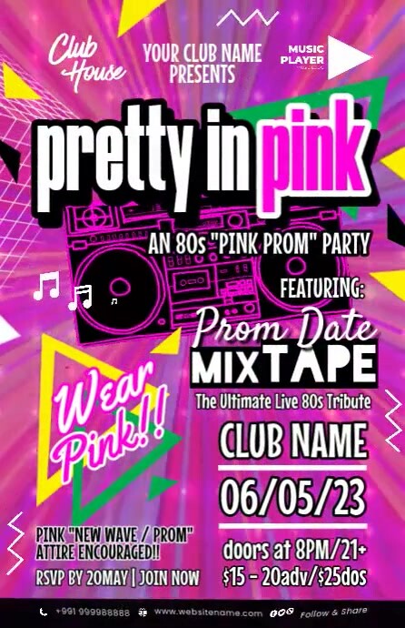 Pink Prom Party Display Template | PosterMyWall