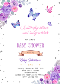 13 270 Butterflies Baby Shower Invitation Customizable Design Templates Postermywall
