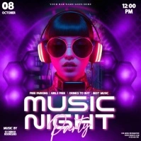 pink Purple club party event ad design template Isikwele (1:1)