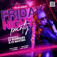 pink purple neon club party event design template Square (1:1)