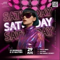 pink purple neon club party event design template 方形(1:1)