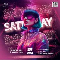 pink purple tropical neon club party event design template Vierkant (1:1)