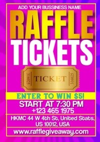 Pink Printable Raffle Tickets Raffle Tickets A3 Template | PosterMyWall