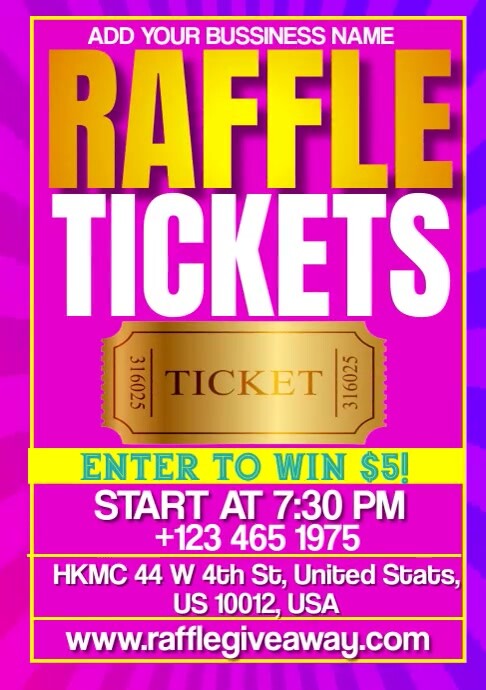 Plantilla de Pink Raffle Tickets A3 | PosterMyWall