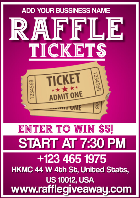 Pink Raffle Tickets A3 Template | PosterMyWall