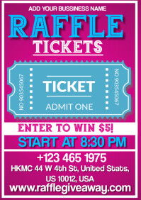 Pink Raffle Free Raffle Tickets A3 Template | PosterMyWall