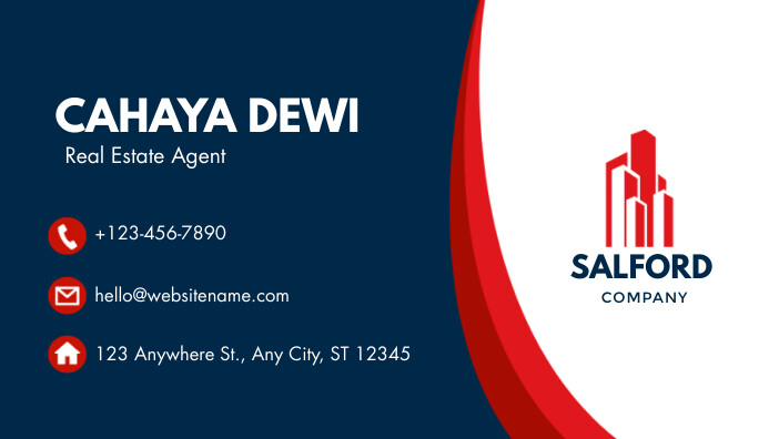 Pink Red And Navy Business Card template