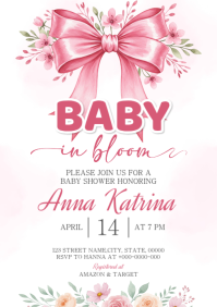 Pink Ribbon Baby Shower A5 template