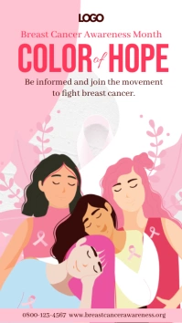 Pink Ribbon Breast Cancer Awareness Banner Digital Display (9:16) template