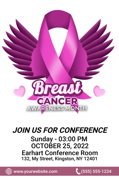 Pink Ribbon Breast Cancer Awareness Poster Template | PosterMyWall