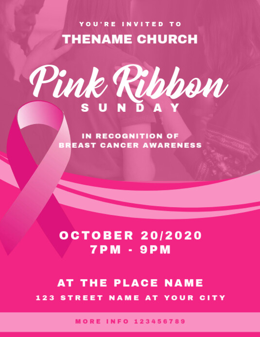 Verwonderlijk Pink Ribbon Sunday Breast Cancer Awareness Template | PosterMyWall XX-91