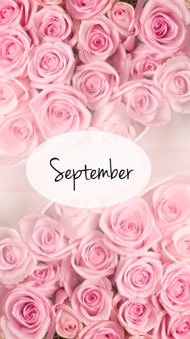 Beautiful September Text Roses pink rose bouquet september template | PosterMyWall