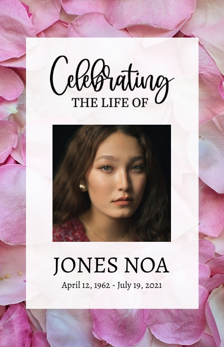 Pink Rose Funeral Program Template | PosterMyWall