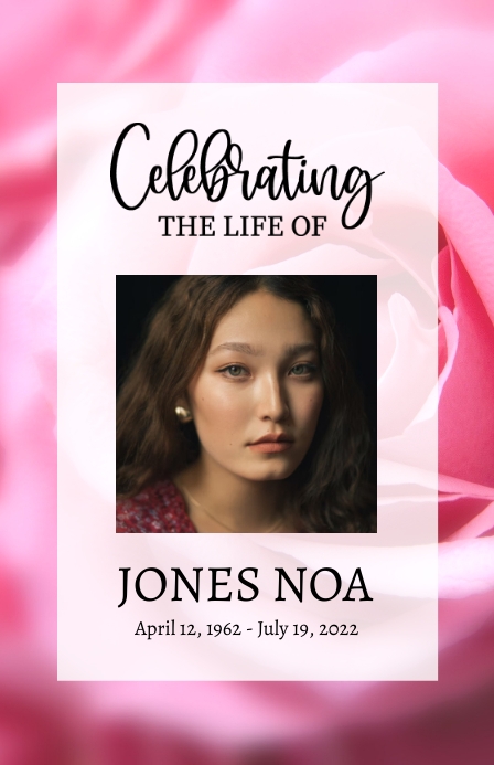 Pink Rose Funeral Program Template | PosterMyWall