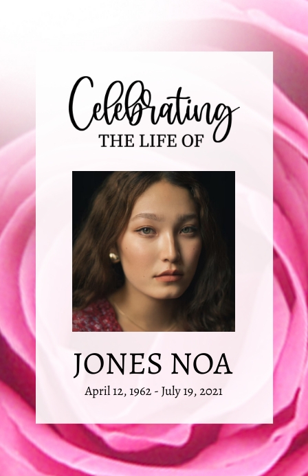 Pink Rose Funeral Program Template | PosterMyWall
