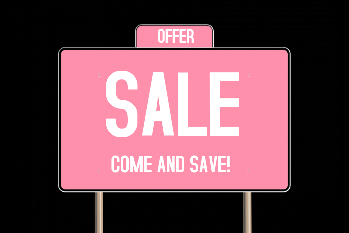 pink sale sign poster template โปสเตอร์