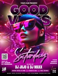 Pink Saturday Good Vibes Party Video Flyer Flyer (us Letter) template