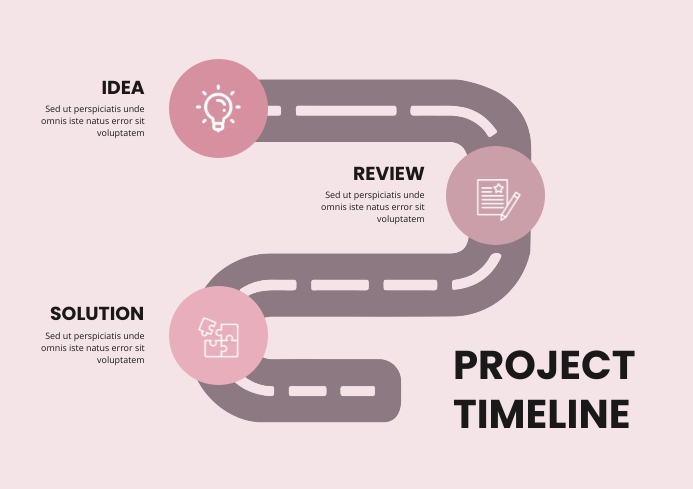 Pink Simple Project Timeline Horizontal A4 เทมเพลต | PosterMyWall