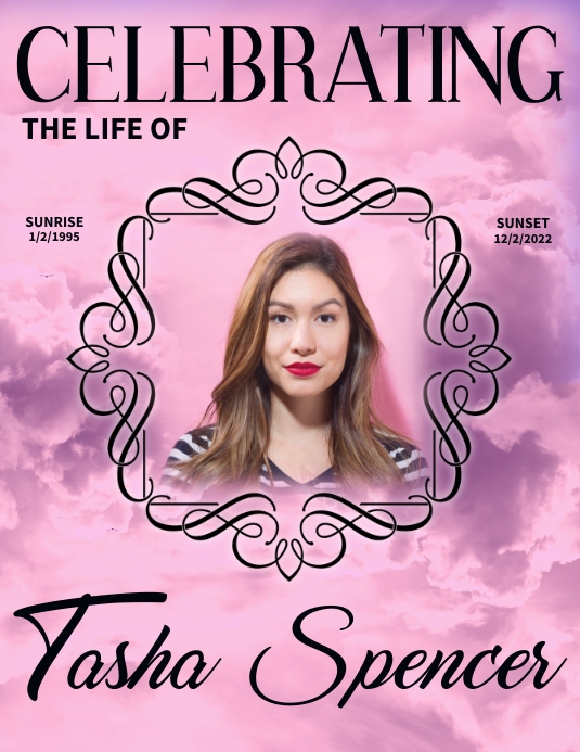 Pink Skies Framed Funeral Program Cover Template | PosterMyWall