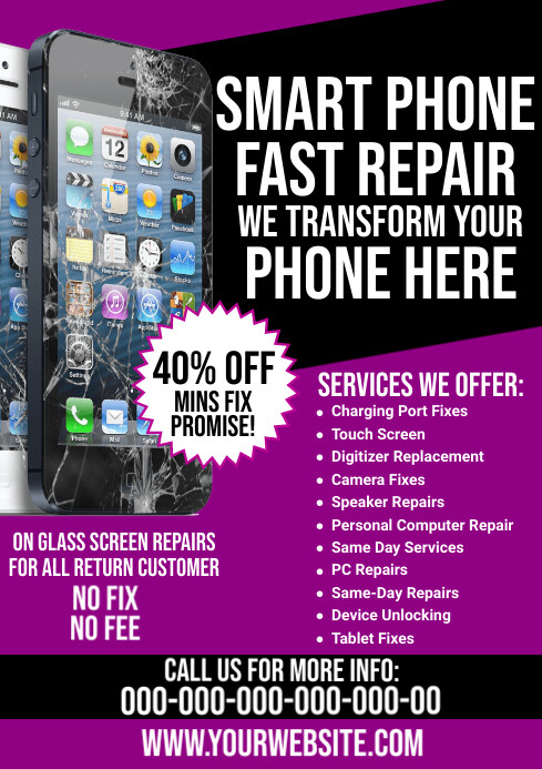 70x30 Inch One-Way Vision Perforated Door Window Decal For Cell Phone Repair Shop - Blue