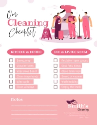 Pink Spring Cleaning Checklist Flyer template