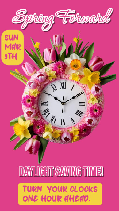 Copy of Pink Spring Forward Flyer Template | PosterMyWall