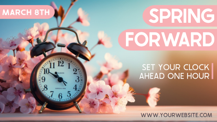 Pink Spring Forward Pos Twitter Template | PosterMyWall