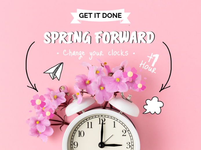 Pink Spring Forward Yard Sign Template | PosterMyWall