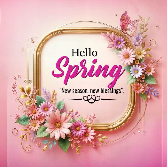 Copy of Pink Spring Greeting Instagram Post / Hello spring social media ...