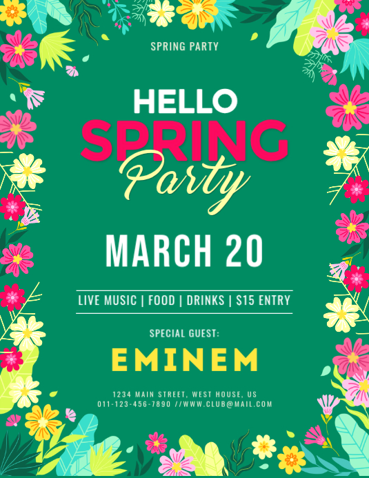 Pink Spring Party Flyer (us Letter) Template | PosterMyWall