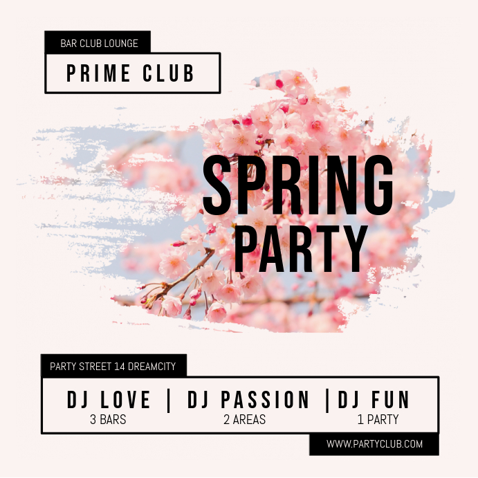 Spring Party Invite Design Pink Spring Party Invitation Design Template | PosterMyWall