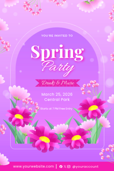 Pink Spring Party Poster Template | PosterMyWall