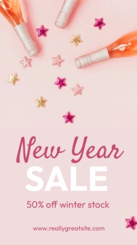 Pink Star New Year Sale Instagram Story template