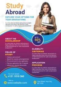 Pink Study In Abroad Ad Template  A5