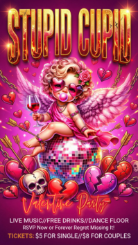 Pink Stupid Cupid Valentine Party Instagram Story template