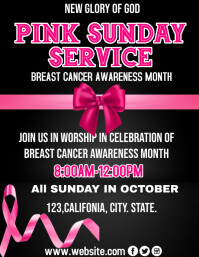 Pink Sunday service design template Løbeseddel (US Letter)