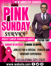 Pink Sunday service design template Løbeseddel (US Letter)