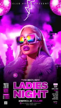 Pink Sunday Takeover Ladies Night Party Instagram Story Video template
