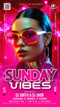 Pink Sunday Vibes Night Party Flyer Instagram Story template
