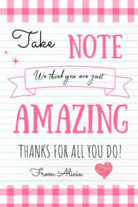 pink Take Note We Think You Are Just Amazing Tag, 横幅 4' × 6' template