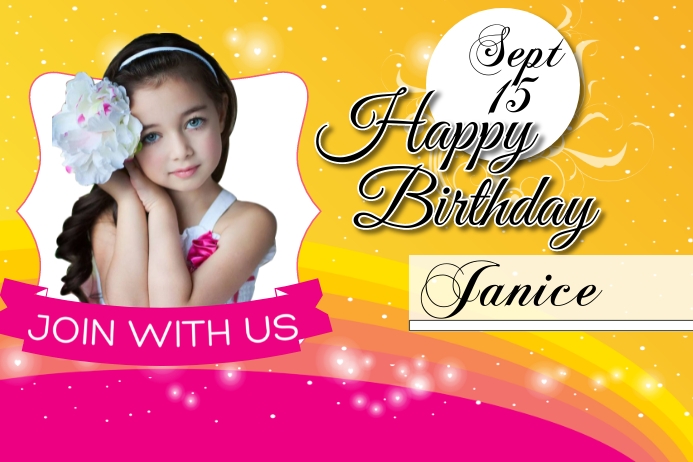 Pink Theme Birthday Design Banner 4' × 6' template