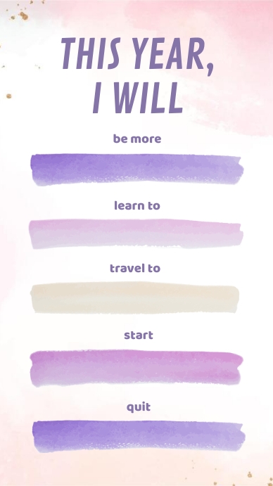 Pink This Year I Will New Year Resolution Template | PosterMyWall