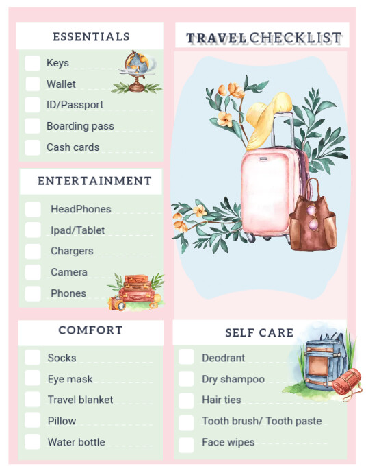 Pink Travel Plan Checklist Poster Template PosterMyWall pink-travel-plan-checklist-poster-template-postermywall